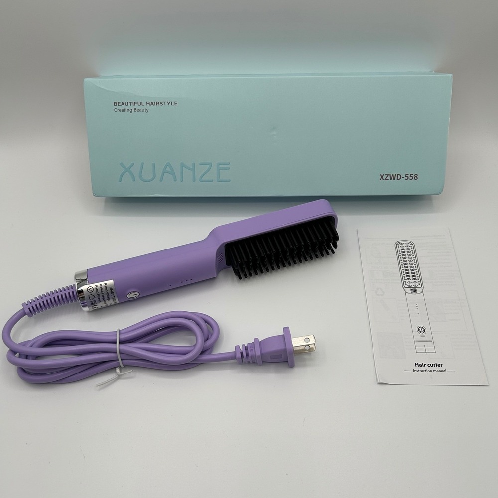 Xuanze‎ XZWD-558 Hair Straightener Brush Purple Ceramic Heated Styling Tool NEW